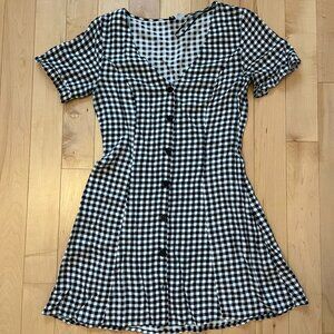 gingham buttoned mini dress
